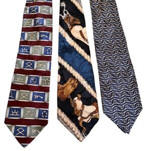 Vintage Roper Mens Western Necktie Bundle/lot Cowboy Equestrian Saddle Rope Bits